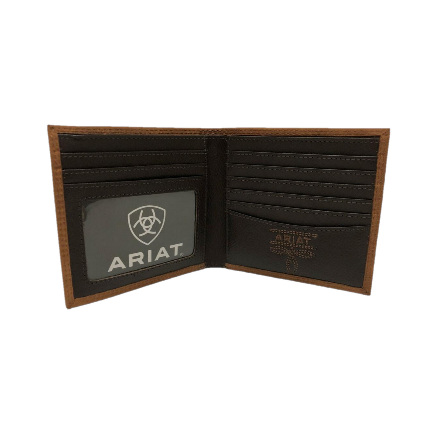 Ariat® Men's Embossed Logo Brown Leather Bifold Wallet A3548244