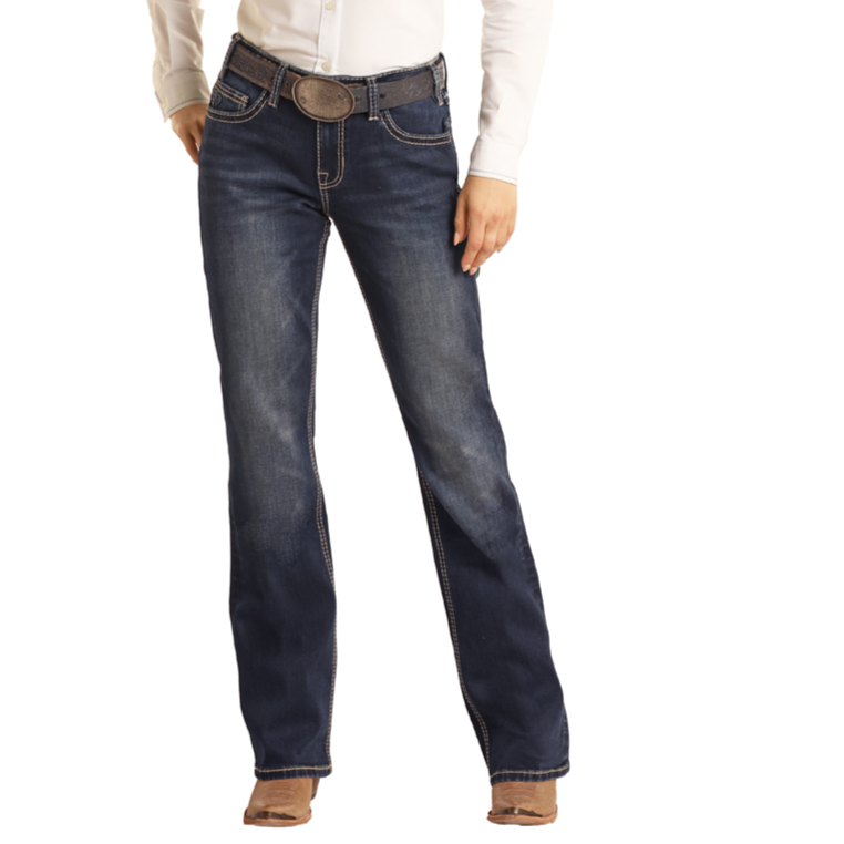 Rock & Roll Denim® Ladies Cheetah Dark Wash Vintage Jeans RRWD4RR0KM