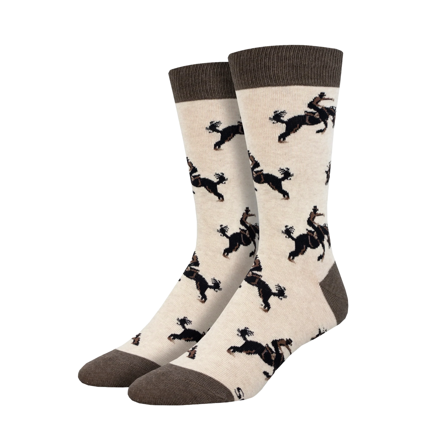 SockSmith Men's "Giddy Up" Ivory Heather Crew Socks MNC2940HIV