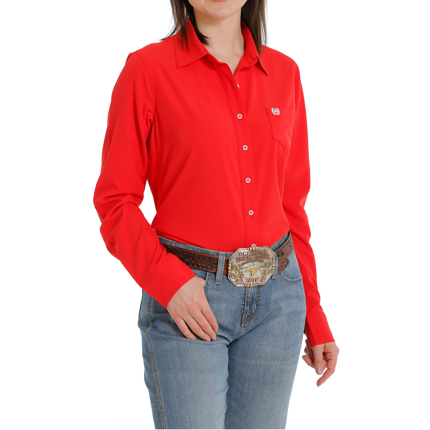 Cinch® Ladies Solid Red Button Down Shirt MSW9163012