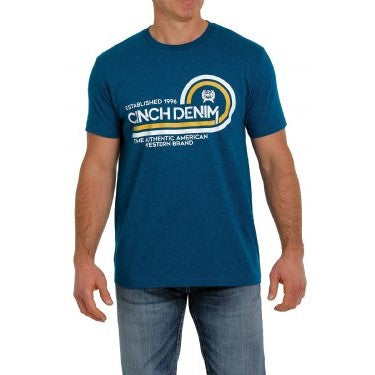 Men's Cinch Graphic Screen Print Heather Teal T-Shirt  MTT1690473