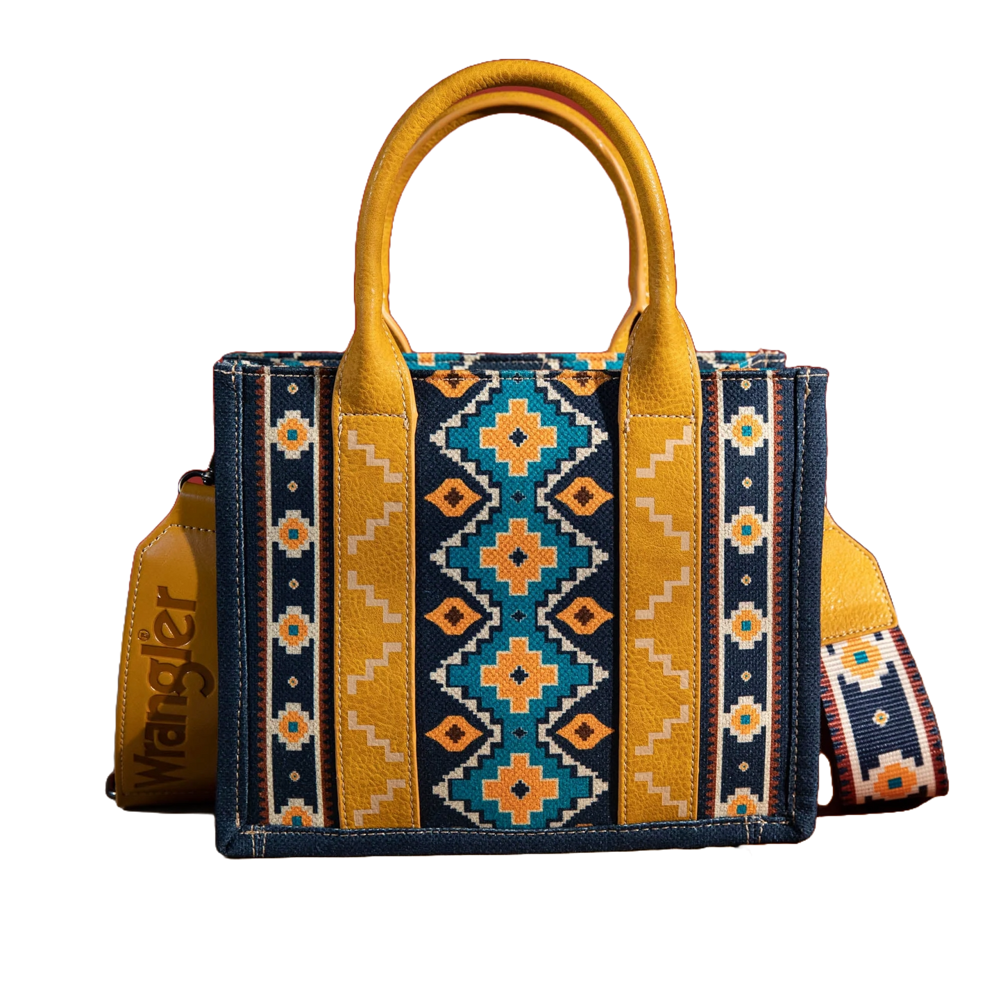Wrangler Ladies Southwestern Small Mustard Crossbody Tote Bag WG22038