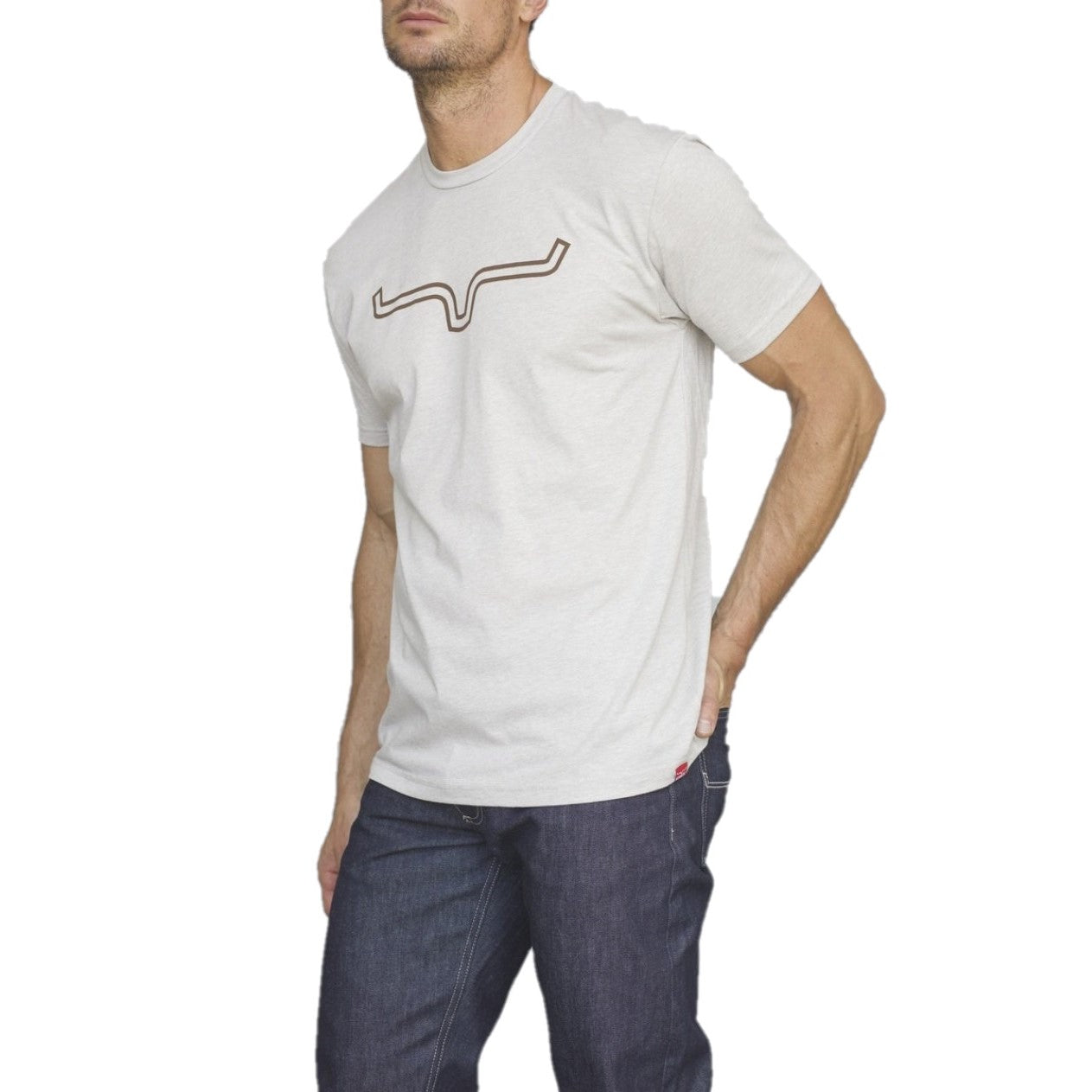 Kimes Ranch Men's Outlier SS Grey Silk w/ Logo Outline T-Shirt OUTLIN-GS