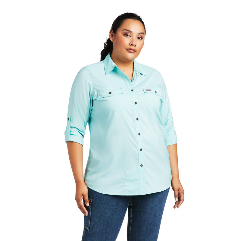 Ariat® Ladies Rebar VentTEK Aqua Sky Heather Button Down Shirt 10039480