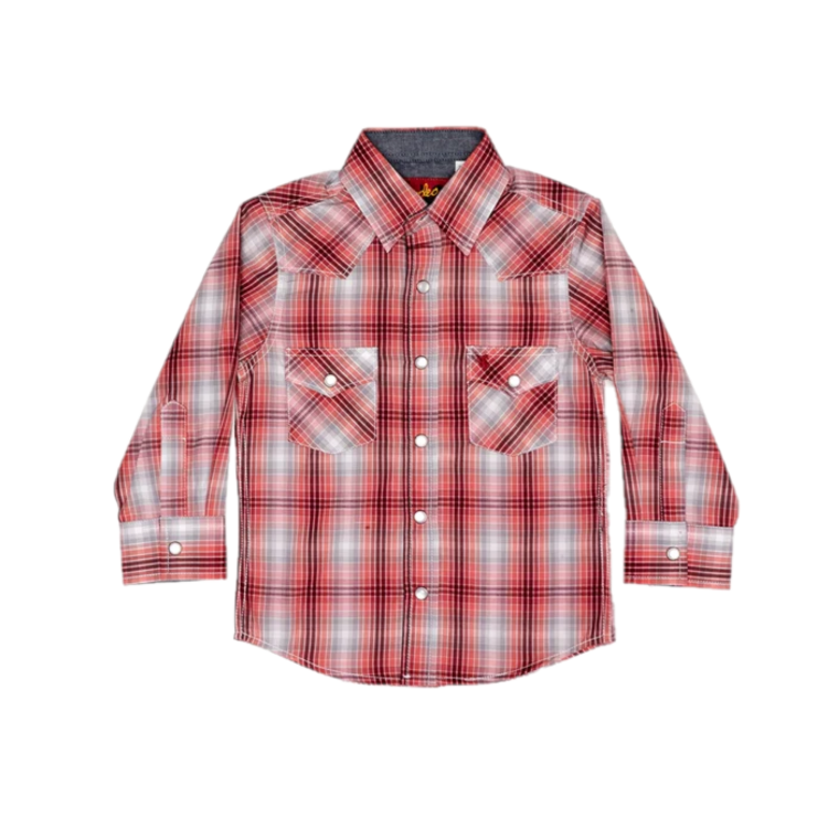 Kid's Red Plaid Snap Button Shirt PS400K-438