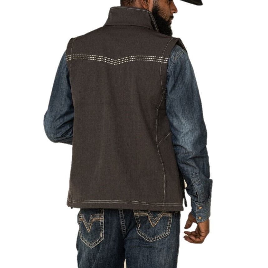 Cowboy Hardware Men's Triple Stitch Heather Brown Vest 187108-664M