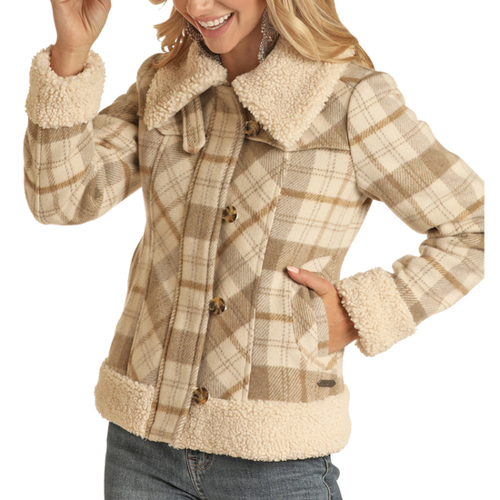 Powder River Outfitters® Ladies Natural Wool Plaid Coat PRWO92RZYU-12