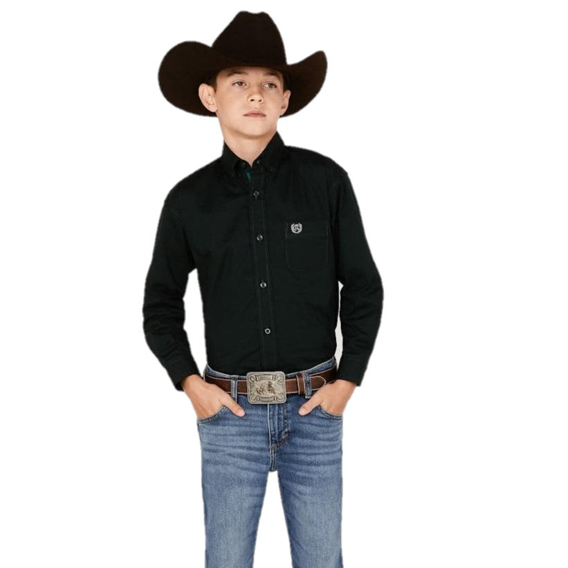 Panhandle® Youth Boy's Green Solid Stretch Poplin Shirt PSBSODRZ2N-30