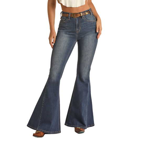 Rock & Roll Denim® Ladies Side Insert Bell Bottom Jeans RRWD7HR0SR-203