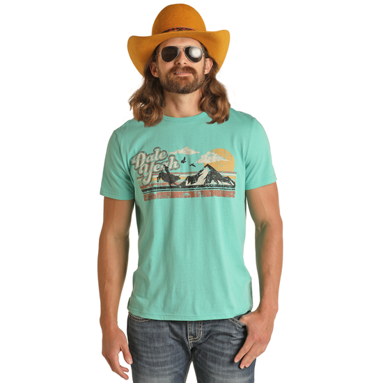 Rock & Roll® Unisex Dale Brisby 'Dale Yeah' Bucking Bull Rider Turquoise T-Shirt RRUT21R12Q