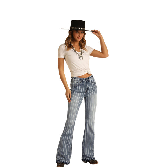 Rock & Roll Cowgirl Ladies Denim High Rise Trouser Jeans W8H2533