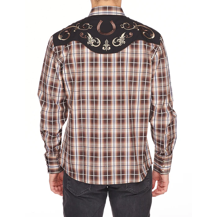 Rodeo Clothing Men's Plaid Brown Snap Front Shirt PS500-530