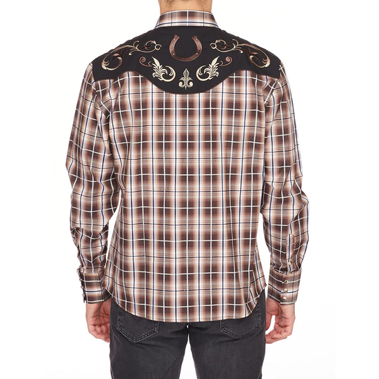Rodeo Clothing Men's Plaid Brown Snap Front Shirt PS500-530