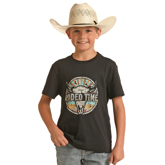 Rock & Roll Cowboy® Boy's Dale Brisby Rodeo Time Black T-Shirt RRBT21R12V