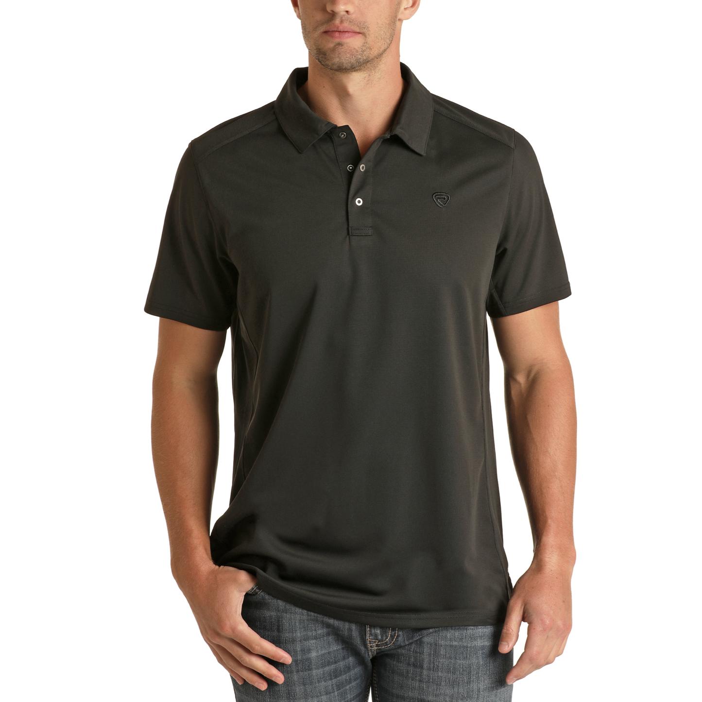 Panhandle® Men's Sunglass Loop Snap Button Black Polo Shirt RRMT51RZMS