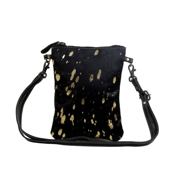 Myra Bag Shimmer Timmer Hair-On & Leather Black Crossbody Bag S-2838