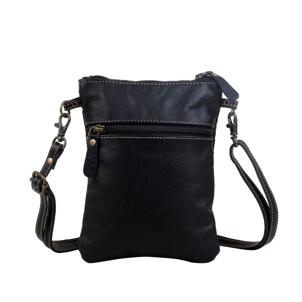 Myra Bag Shimmer Timmer Hair-On & Leather Black Crossbody Bag S-2838