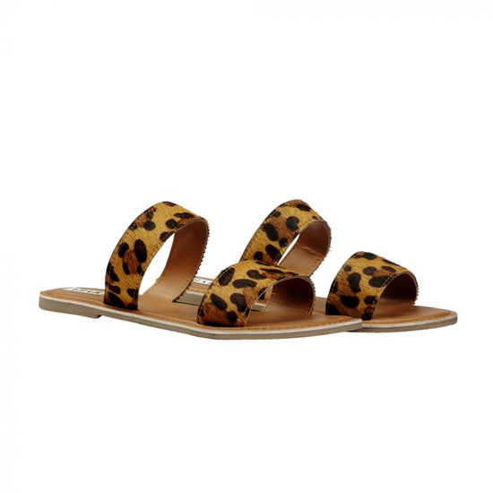 Myra Ladies Genuinity Leopard Cowhide Slip On Flats Sandals S-2989