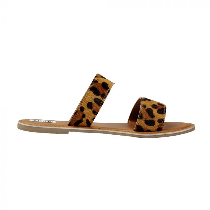 Myra Ladies Genuinity Leopard Cowhide Slip On Flats Sandals S-2989