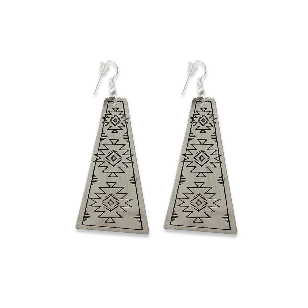 Myra Bag Ladies Engraved Aztec Silver Earrings S-6082