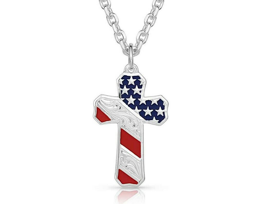 Montana Silversmiths® USA Patriotic Cross Necklace NC3771