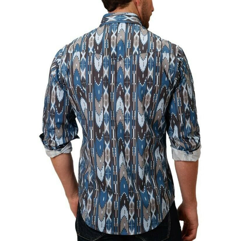 Roper Men's West Made Vertical Aztec Print Snap Shirt 03-001-0065-0766