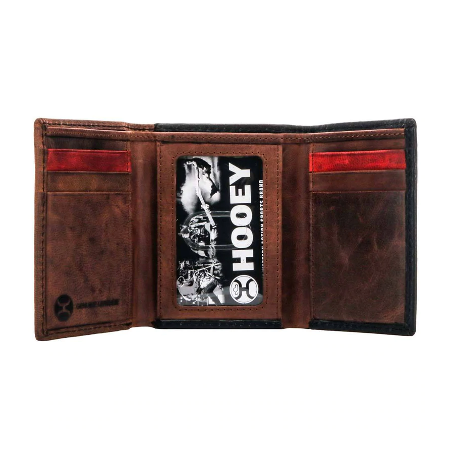 Hooey " Chapawee" Tri-fold Laser Cut Aztec Print Wallet HTF012-CRRD