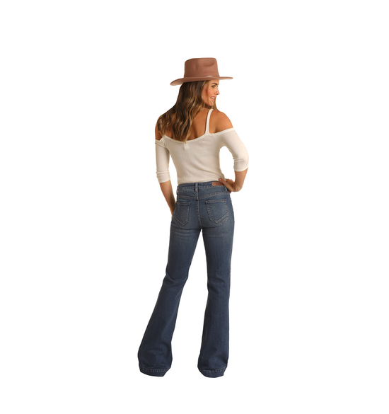 Rock & Roll Denim Juniors Medium Wash Trouser Jeans W8M3517