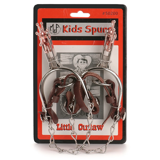 M&F Kid's Brown Leather & Buckle Spur Set 50200