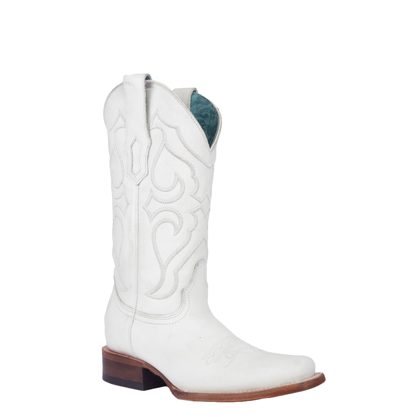 Corral Ladies Full White Embroidery Square Toe Western Boots Z5183
