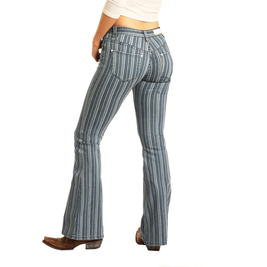 Rock & Roll Cowgirl Mid Rise Flare Jeans W1F4124