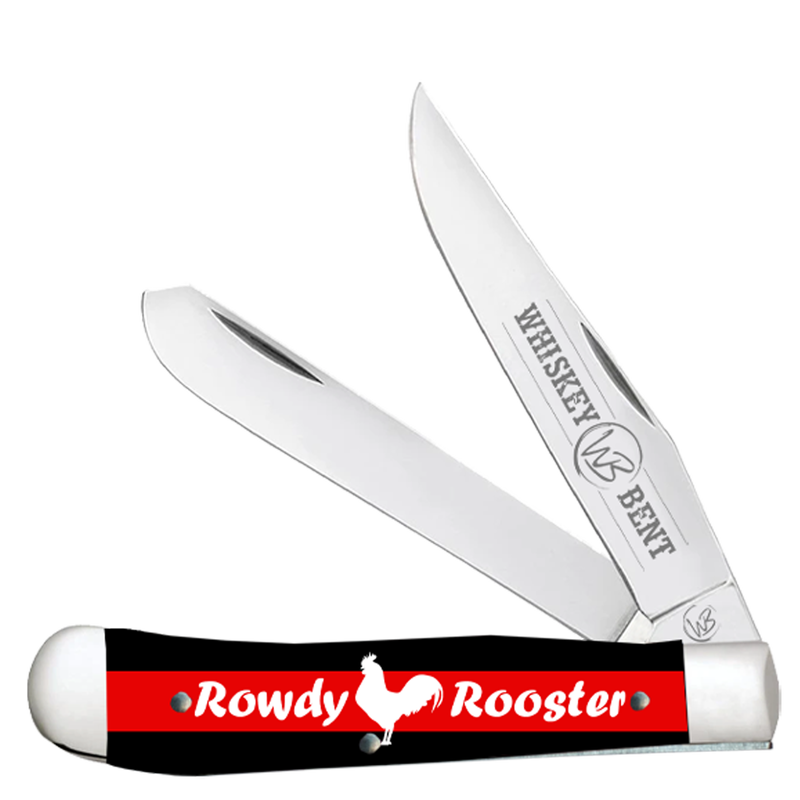 Whiskey Bent Rowdy Rooster Black & Red Pocket Knife WB11-33