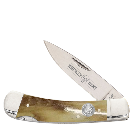 Whiskey Bent Burnt Bone Lock Blade Pocket Knife WB23-01