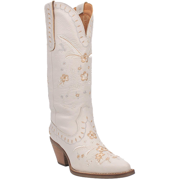 Dingo Ladies Full Bloom White Almond Toe Boots DI939-WH