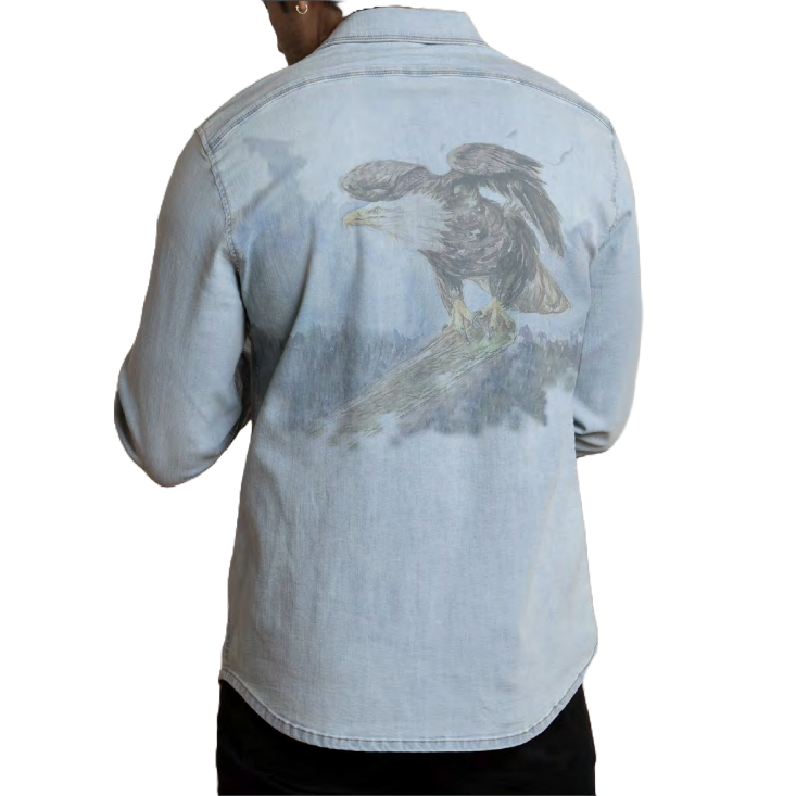 Canyon Of Heroes Men's Wild Xtra Light Wash Denim Snap Shirt WS23006