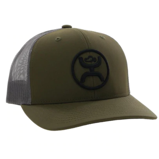 Hooey Men's O Classic 6-panel Olive & Grey Trucker Cap 2209T-OLGY